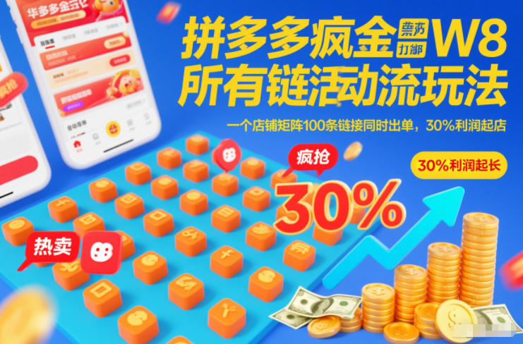 拼多多疯狂活动流玩法，所有链接全部打标，一个店铺矩阵100条链接同时出单，30%利润起店-阿信云网创合伙人