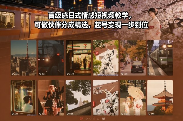 高级感日式情感短视频教学，可做伙伴分成精选，起号变现一步到位-阿信云网创合伙人