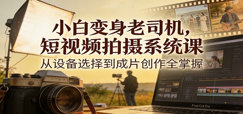 小白变身老司机，短视频拍摄系统课，从设备选择到成片创作全掌握-阿信云网创合伙人