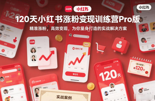 120天小红书涨粉变现训练营Pro版，精准涨粉，高效变现，为你量身打造的实战解决方案-阿信云网创合伙人